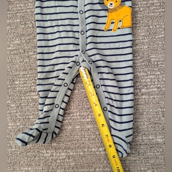 Carter's (Size 6 Months) One Piece Footed Blue Striped Lion Sleepers/Pyjamas - Picture 8 of 12